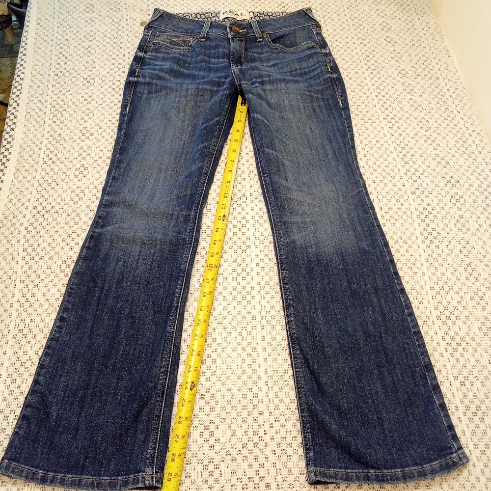 Ariat Real Icon Jeans Womens 29S Mid Rise Straight Leg Dark Wash Stretch
